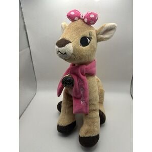 Rudolph Reindeer Clarice Pink Scarf & Bow Plush Stuffed Animal Golden Coin‎ Toy